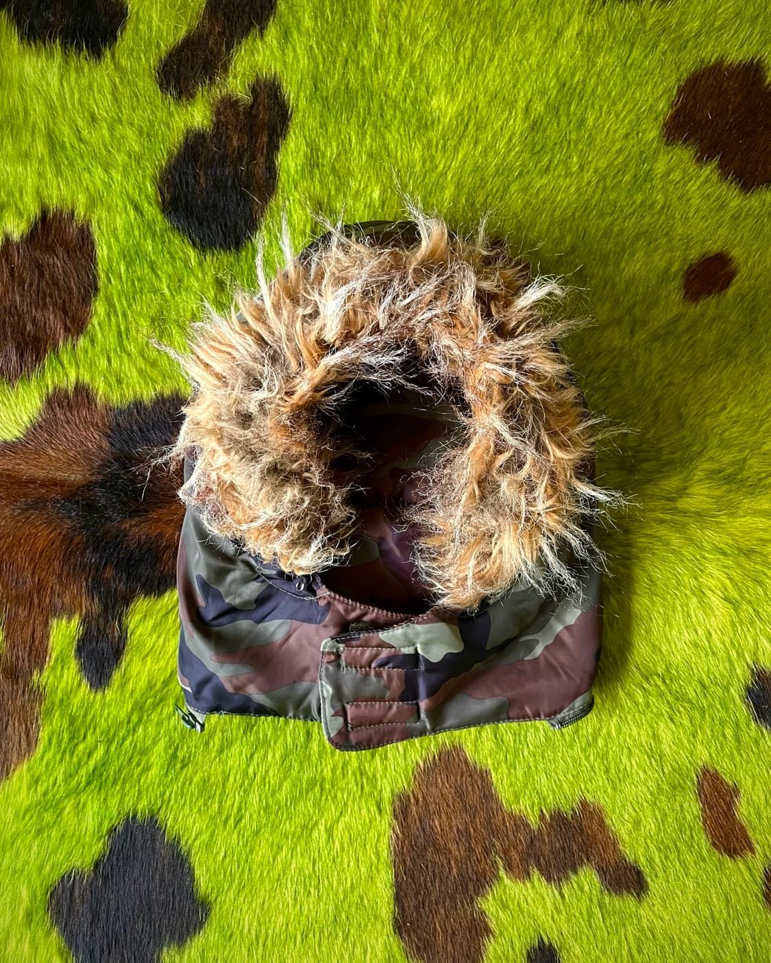 90-00s Vintage Y2K Camo Fur Hood Padding 상품이미지6