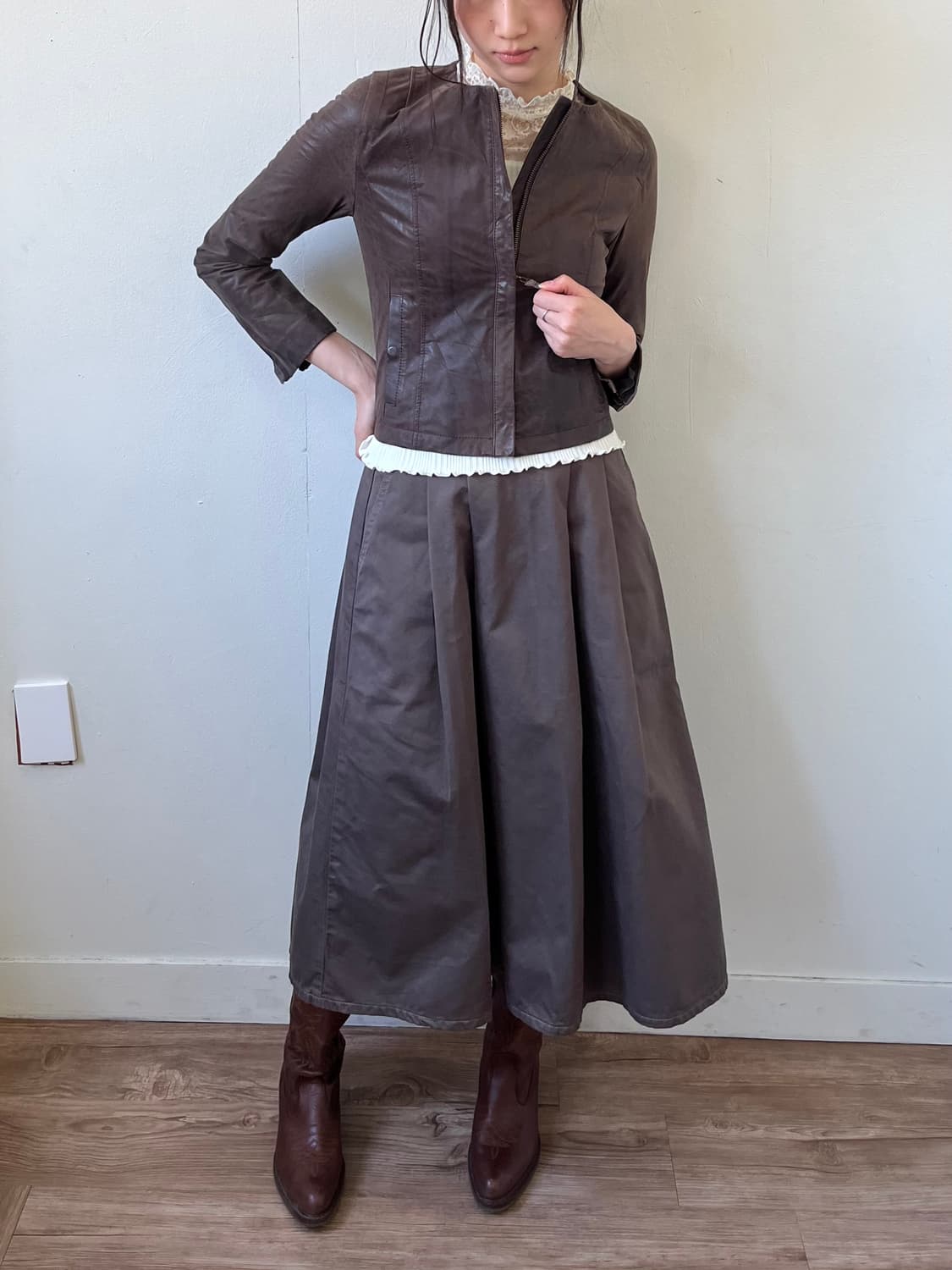 7-ID concept 초코브라운 레더자켓 상품이미지5