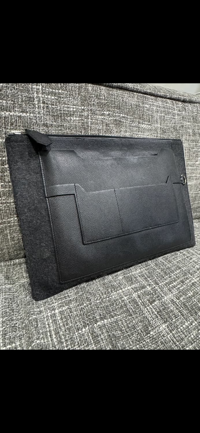 에르메스 블랙 펠트 가죽 클러치 파우치 상품이미지2