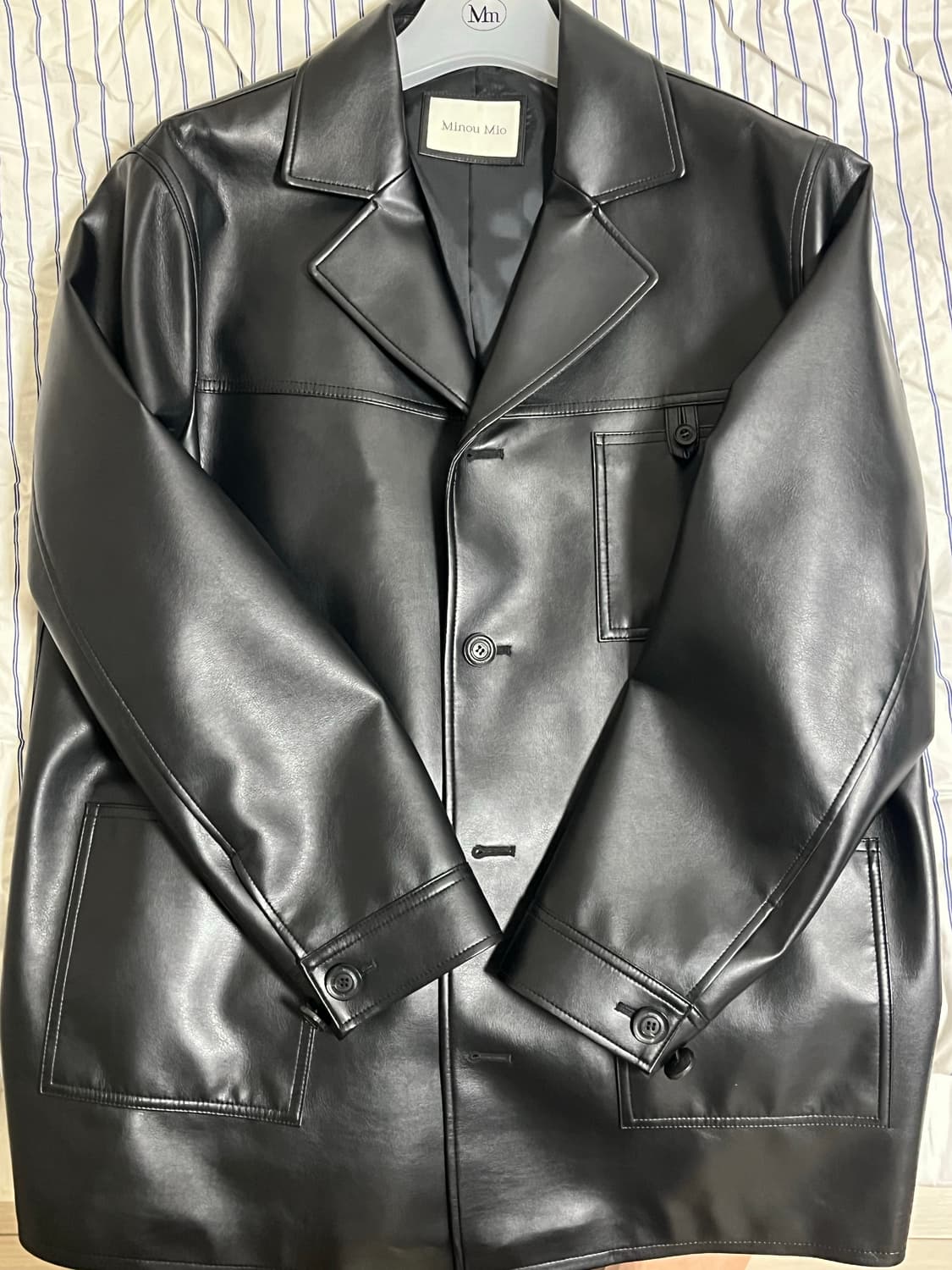 미누미오 Vegan leather half jacket Black 상품이미지1