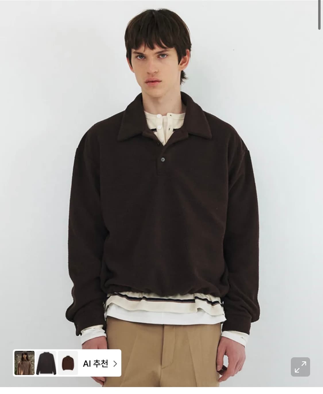 윈더 시어링 폴로 플리스 후리스 fleece 브라운 L 상품이미지1