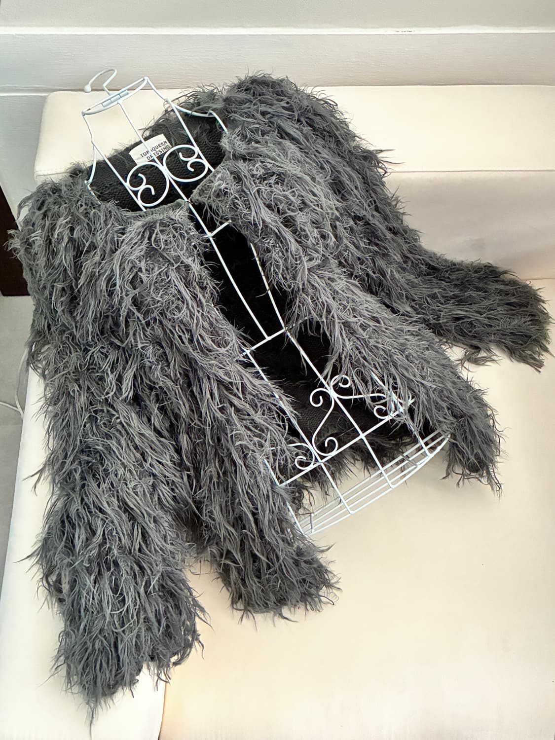 그레이 그런지 퍼 가디건 상품이미지3