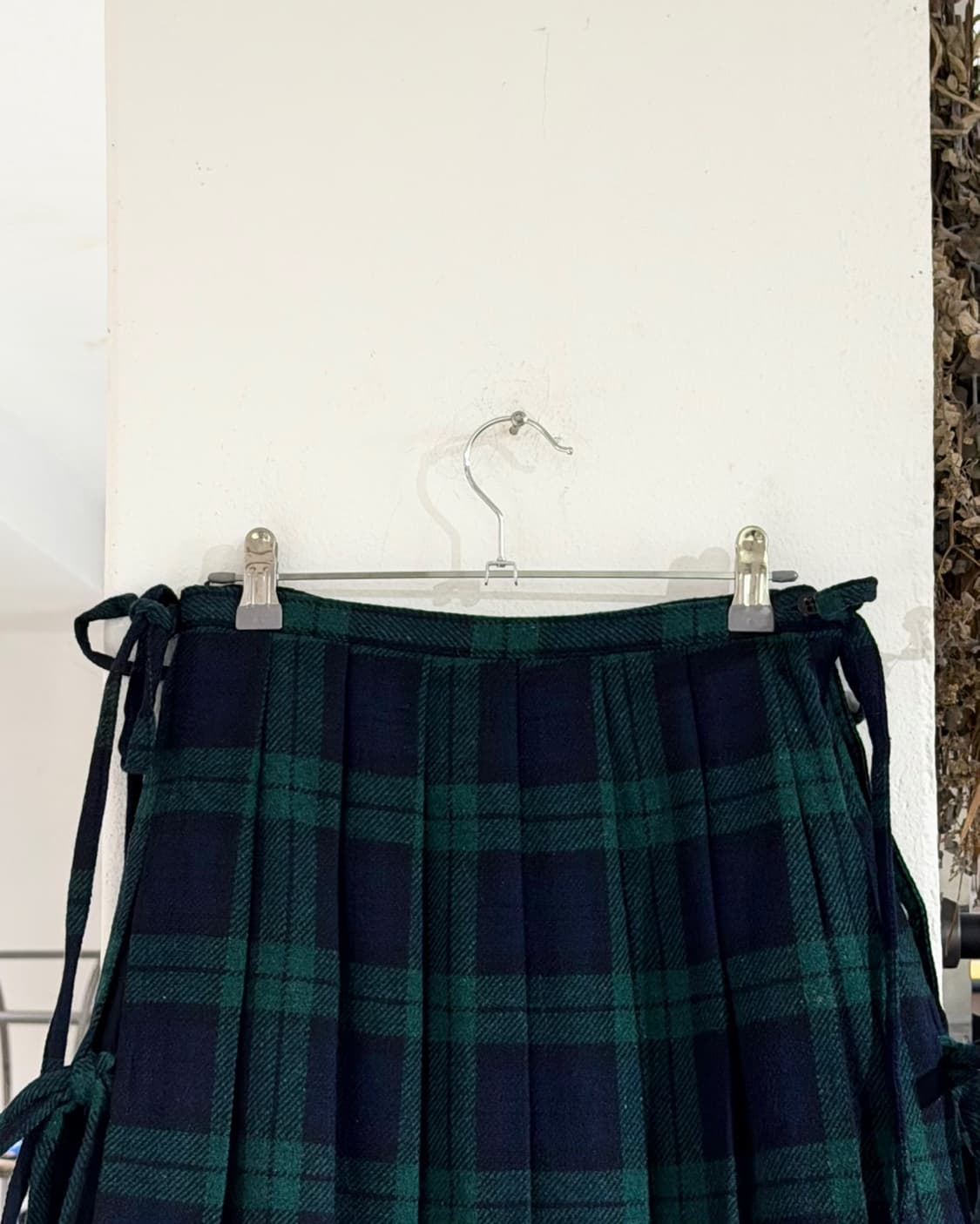 바츠 그린 체크 레이스 트림 플리츠 미니 스커트 상품이미지2