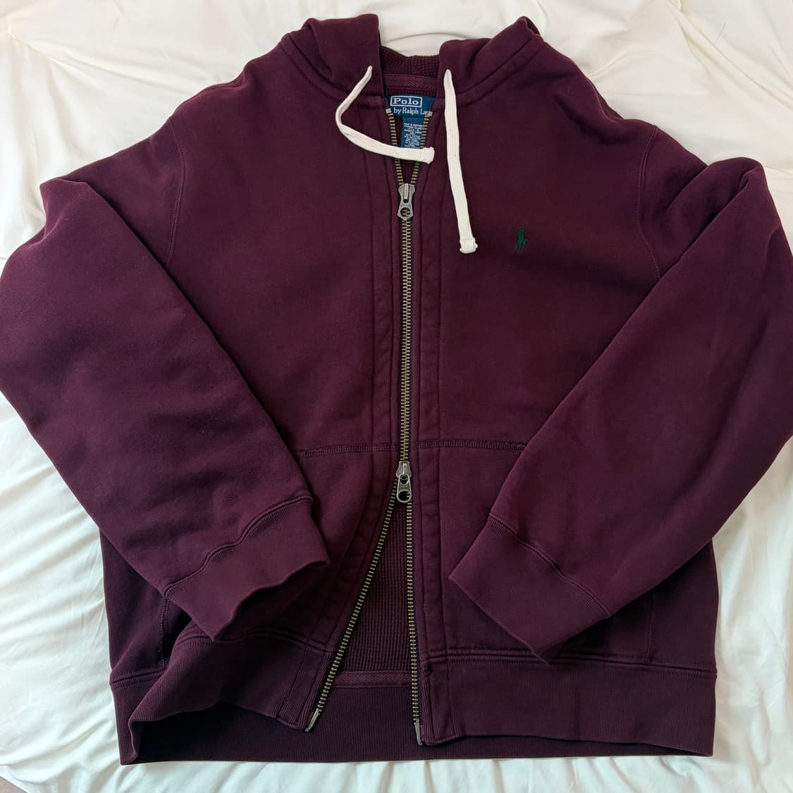 폴로 랄프로렌 빈티지 버건디 투웨이 후드집업 XL 상품이미지1