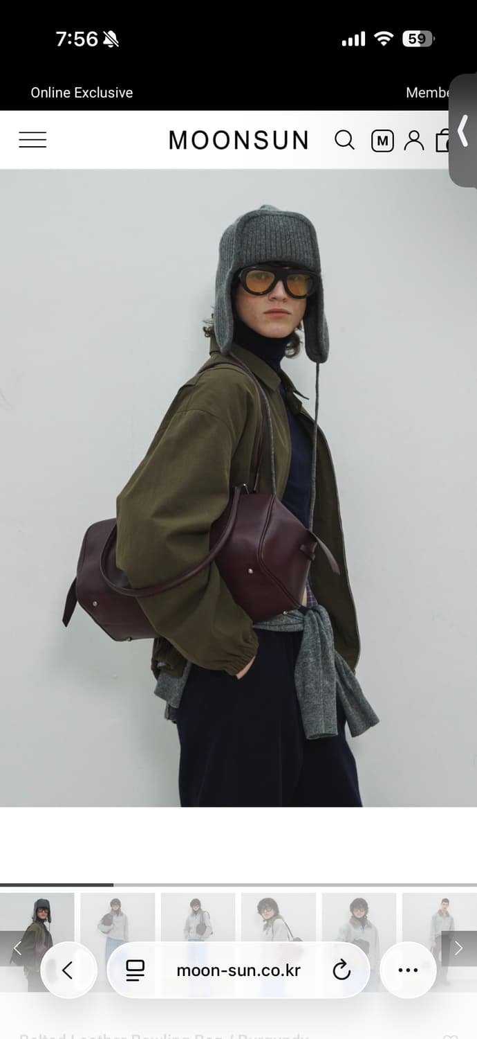 문선 레더 볼링백 버건디 상품이미지4