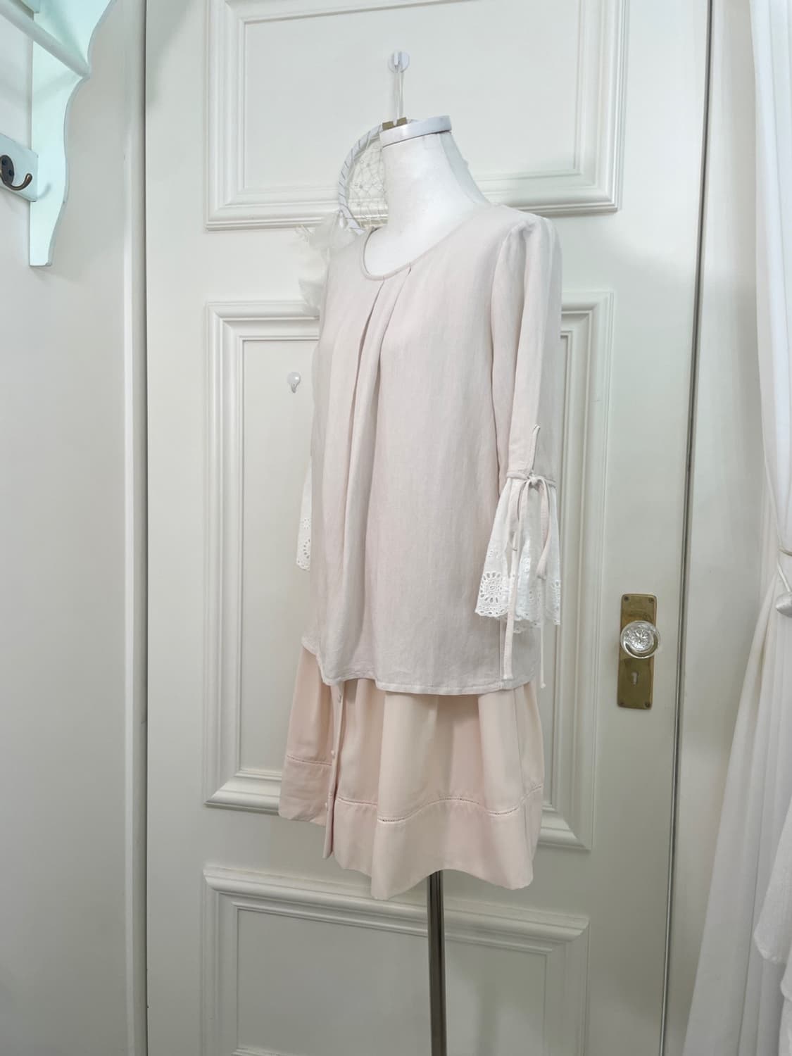 beige ivory summer cotton blouse 상품이미지3