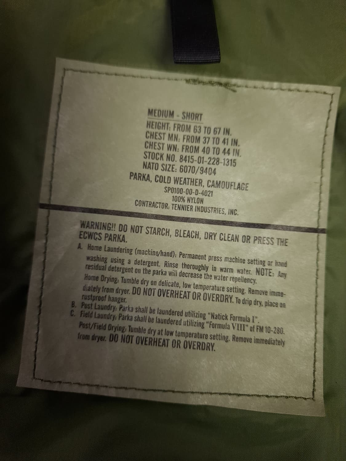 새제품 오리지날 미군 우드랜드 고어텍스 파카 상품이미지2