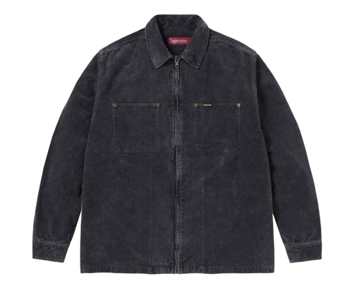 슈프림 워시드 코듀로이 집업 셔츠 블랙 - 24SS 상품이미지1