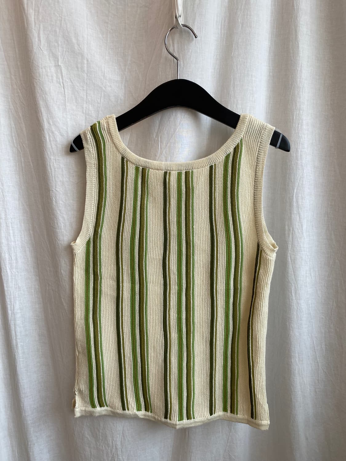 그린 스트라이프 민소매니트탑(M) 상품이미지3