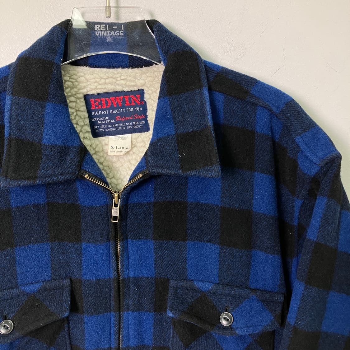 에드윈 블루 체크 울 자켓 XL 상품이미지4