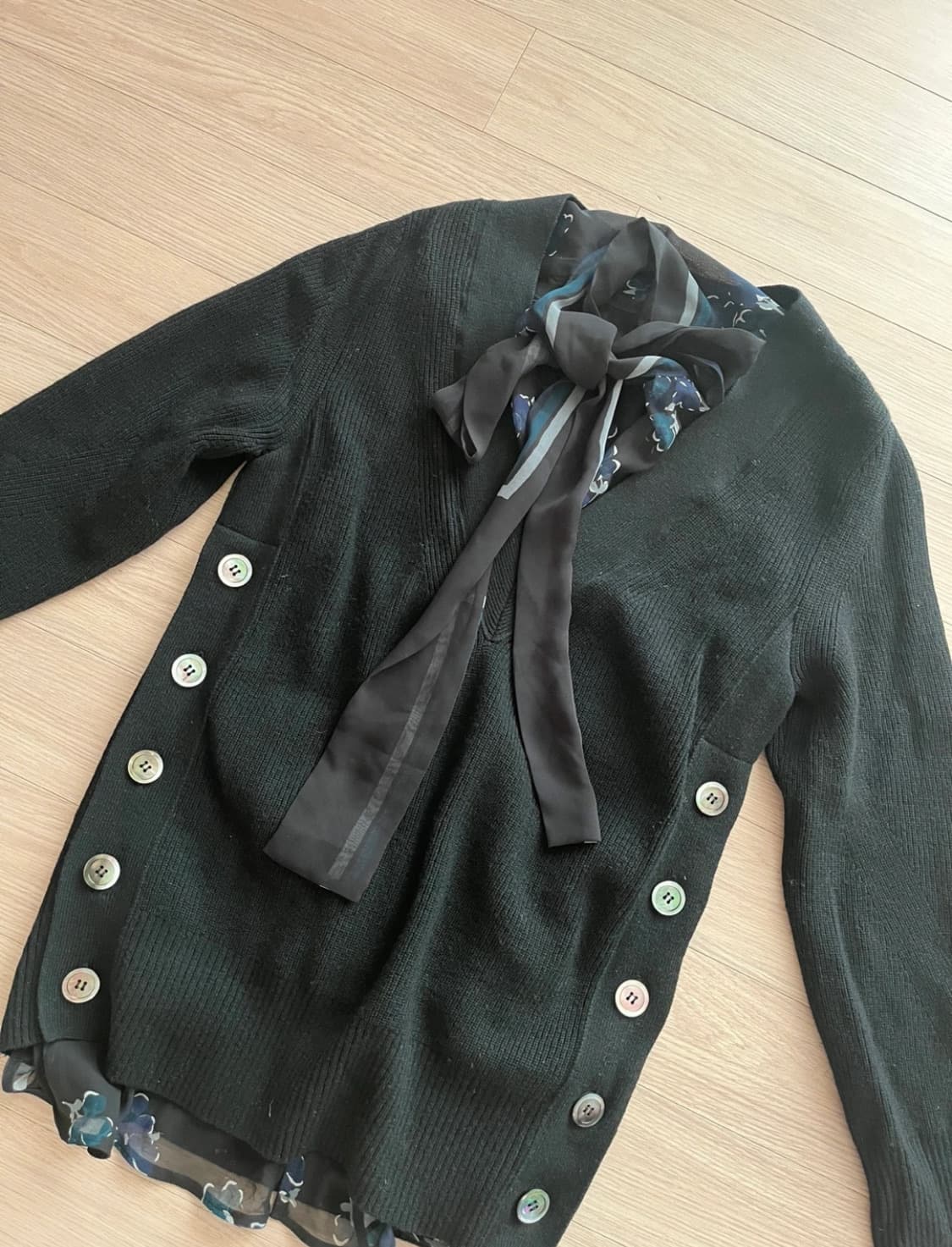 사카이 Sacai 니트 + 실크 블라우스 레이어드 상품이미지4