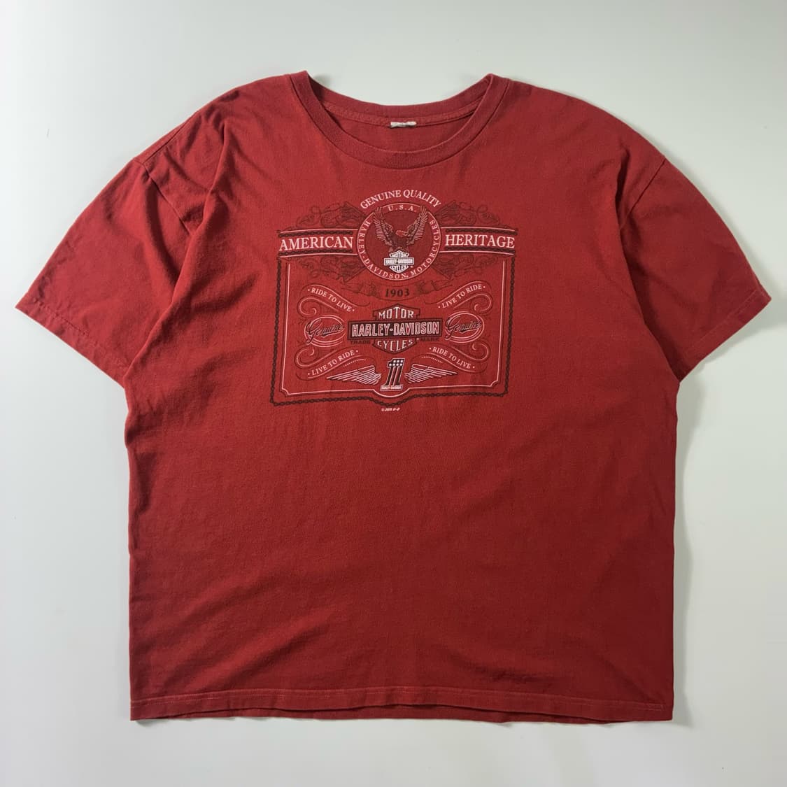 Harley-davidson  할리데이비슨 Y2K 레드 프린팅 반팔티 상품이미지1