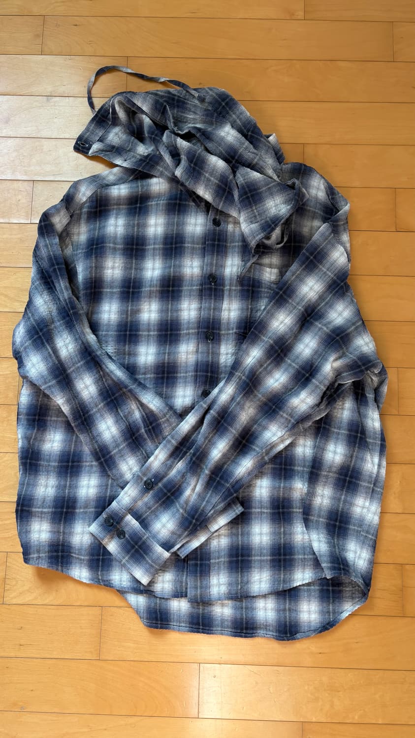 아이돈워너셀 Hooded Checkered Shirt Blue 상품이미지5