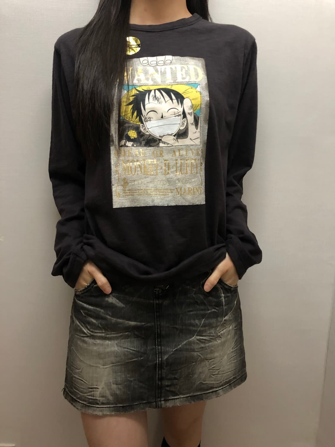 빈티지 원피스 루피 프린팅 롱 슬리브 상품이미지3