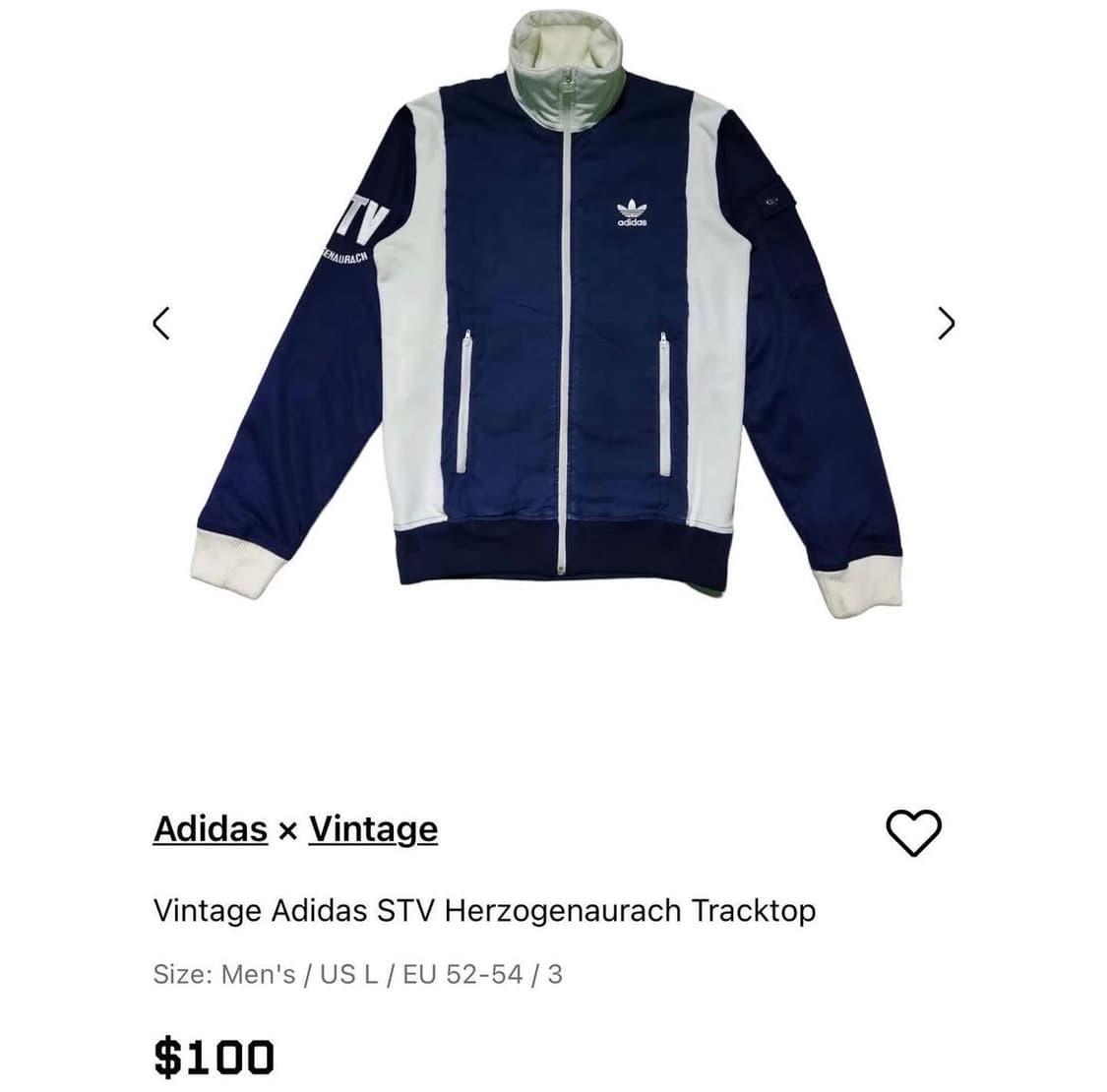 아디다스 희귀 빈티지 STV 네이비 화이트 남흰 트랙탑 져지 95/M 상품이미지1