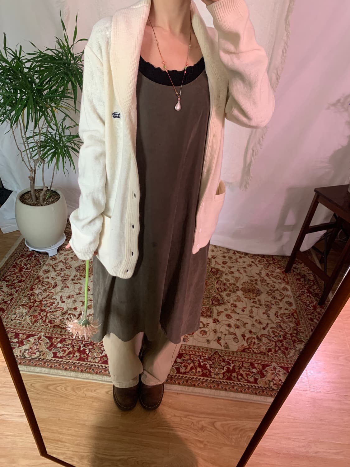 크림 니트 가디건 상품이미지1