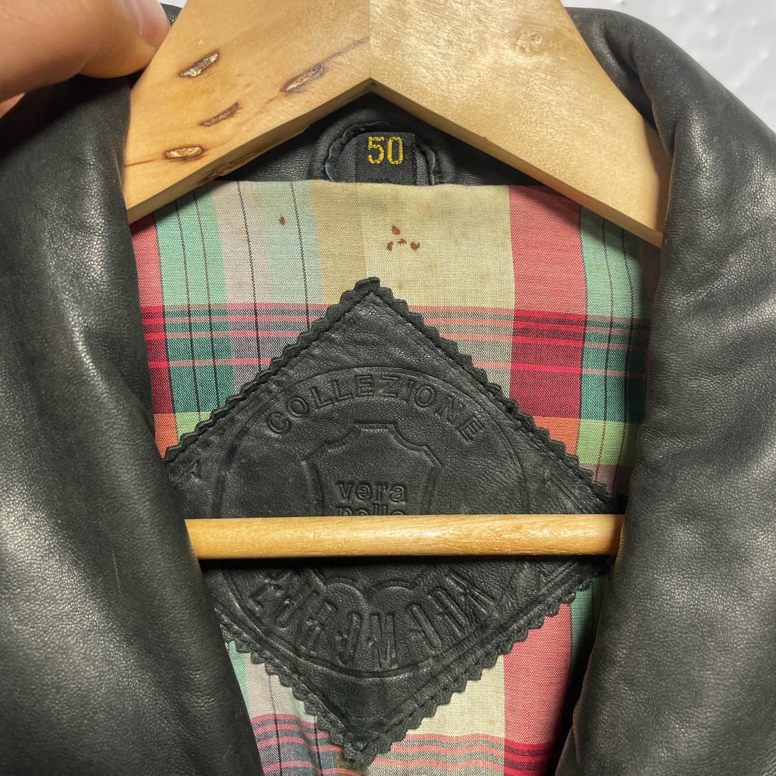 베라펠레 이탈리아 빈티지 가죽 봄버 자켓 블랙 50사이즈 상품이미지4