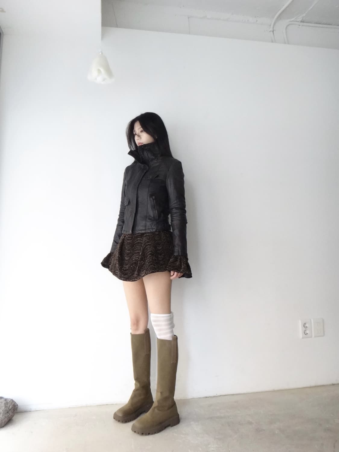 GUESS high neck short leather jacket 상품이미지5