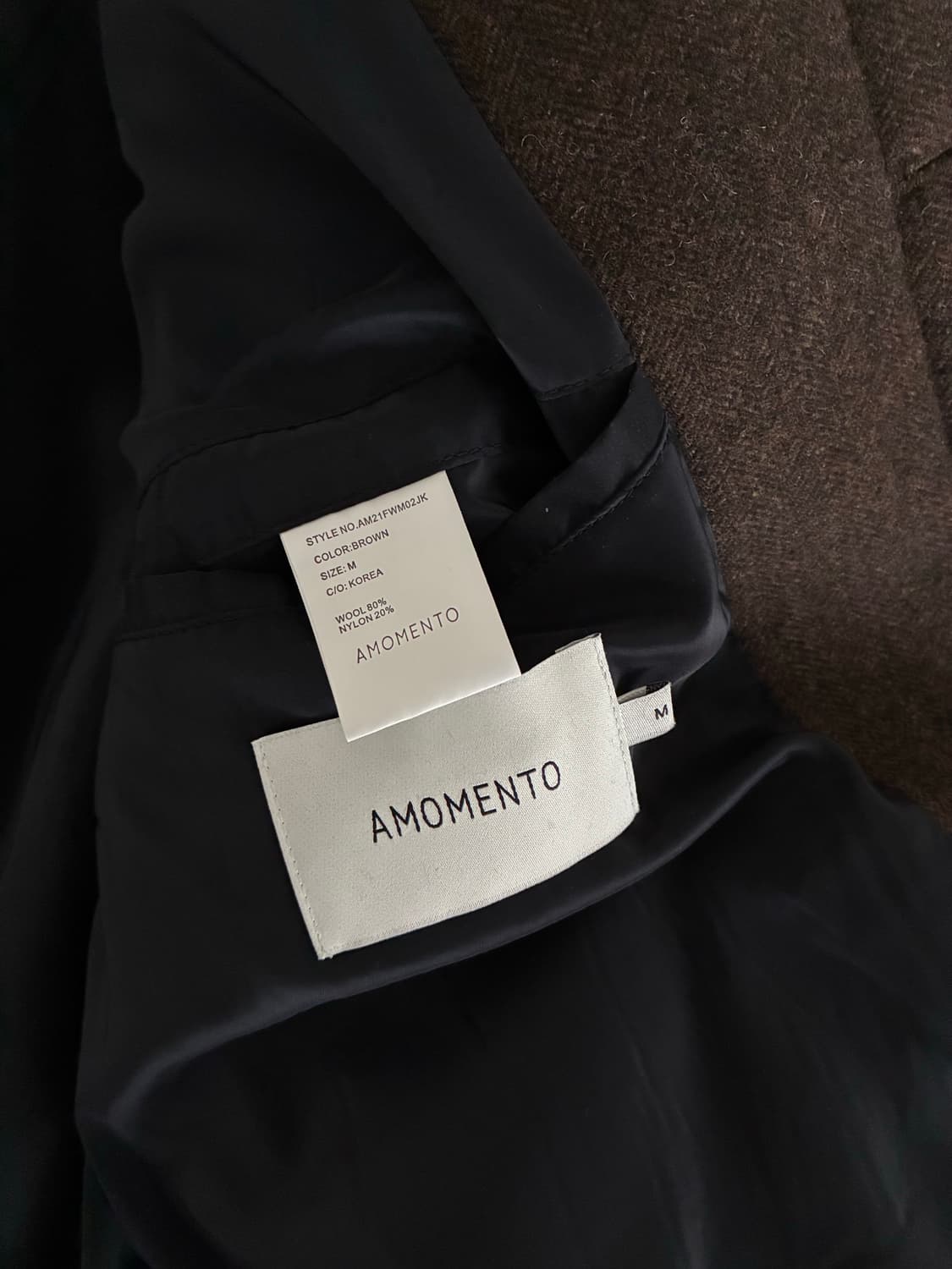 아모멘토 울 패디드 크롭 자켓 브라운 M 상품이미지7