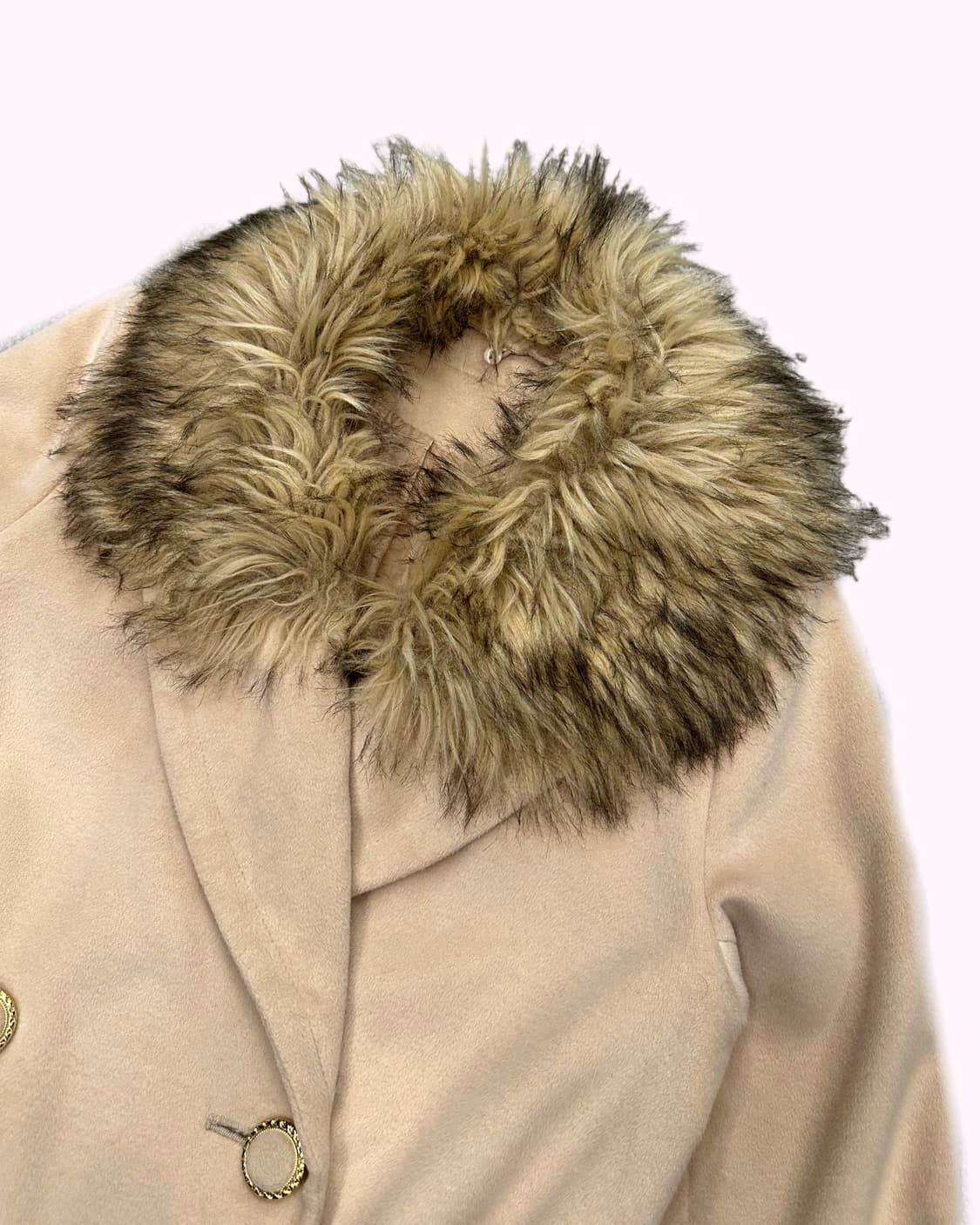 beige fur collar short coat 상품이미지2