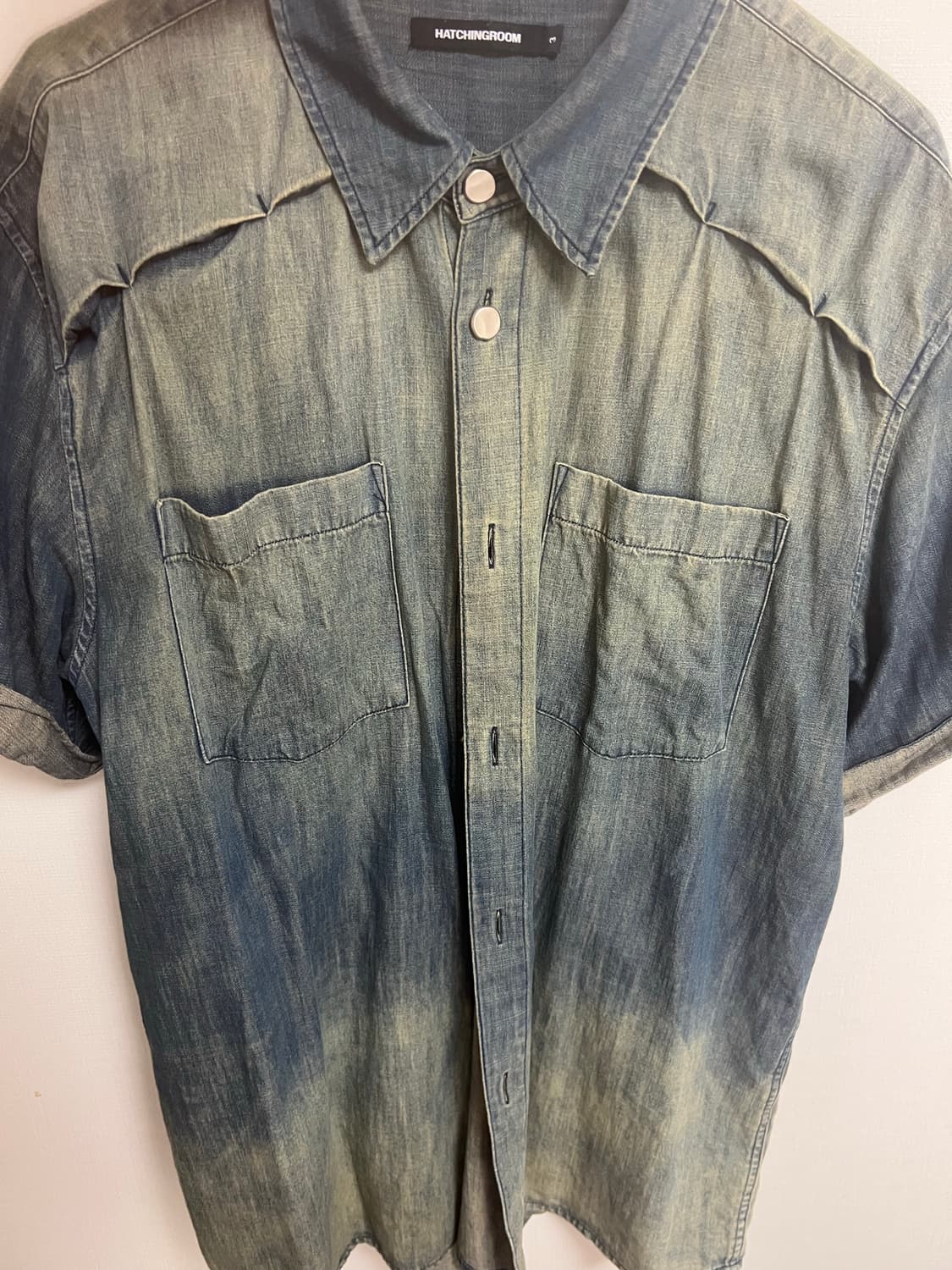 해칭룸 Vented Shirt Denim Washed Dark Blue 상품이미지5