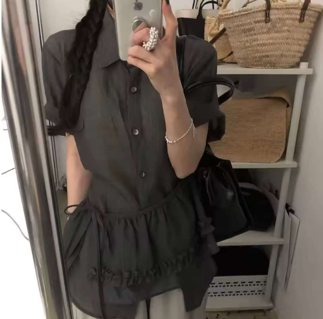 Strap frill belt shirt 상품이미지1