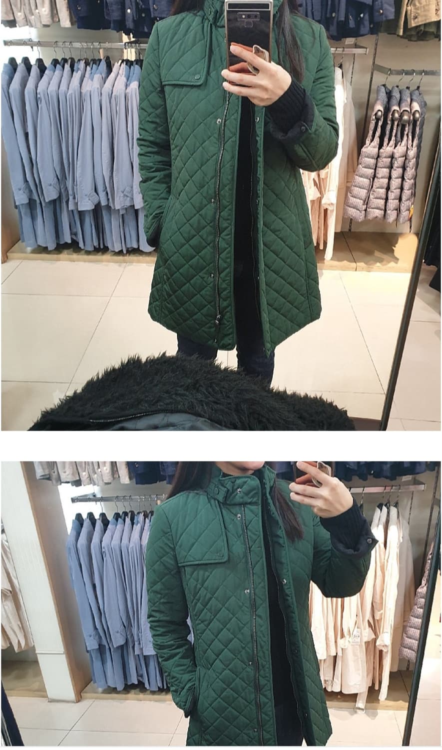 빈폴 그린 롱 퀄팅 패딩 상품이미지6
