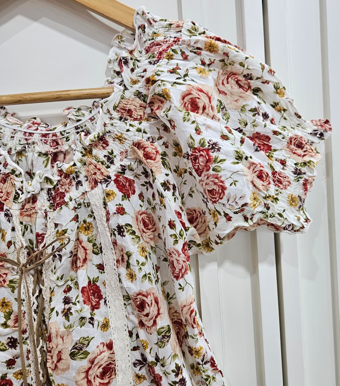 플라워 프린트 퍼프 반팔튜닉미니원핏 상품이미지4