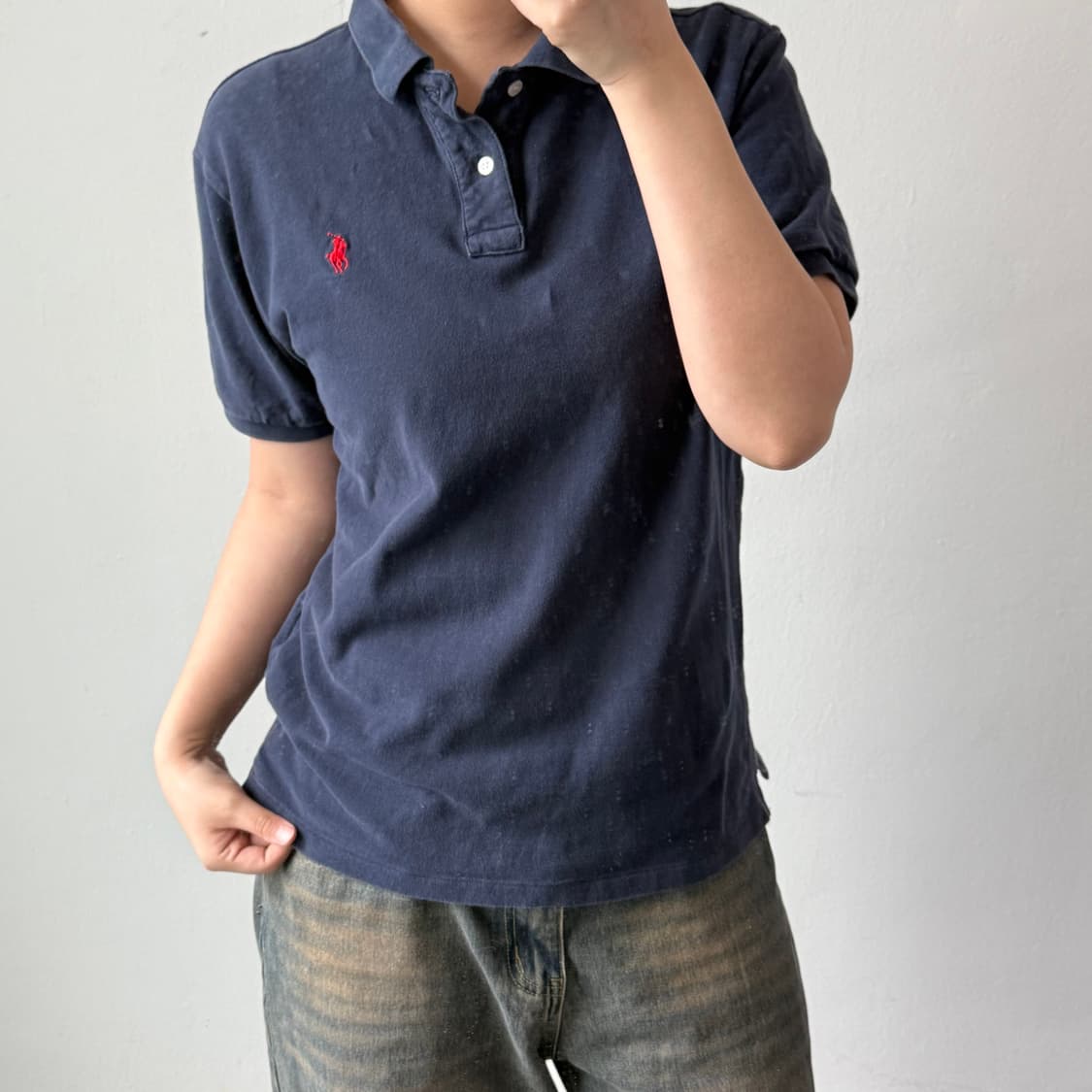 [L] 폴로 커스텀핏 네이비 카라티 상품이미지1
