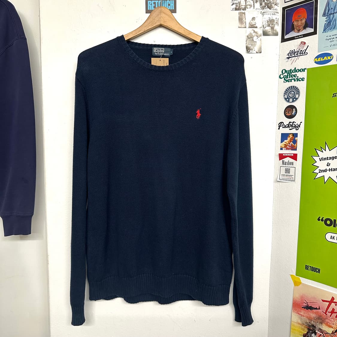 90’s 폴로 네이비 코튼 니트 상품이미지1