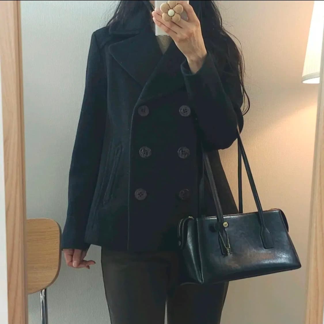 (54)KEITH 울 모직 더블 숏 코트 차콜 상품이미지1