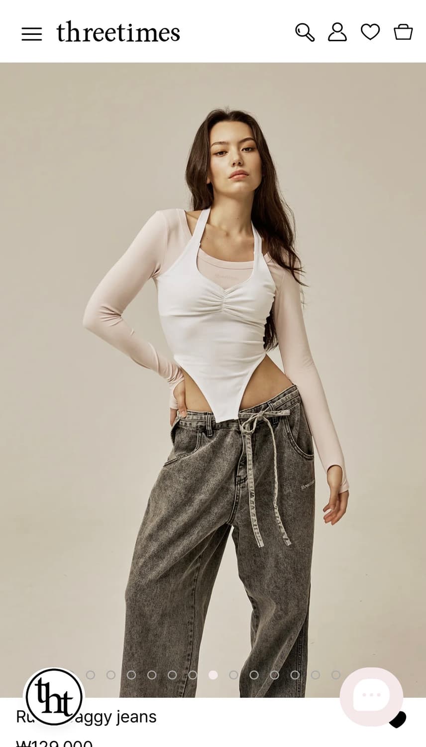 [*단종* 쓰리타임즈] Ruffle baggy jeans M 상품이미지3