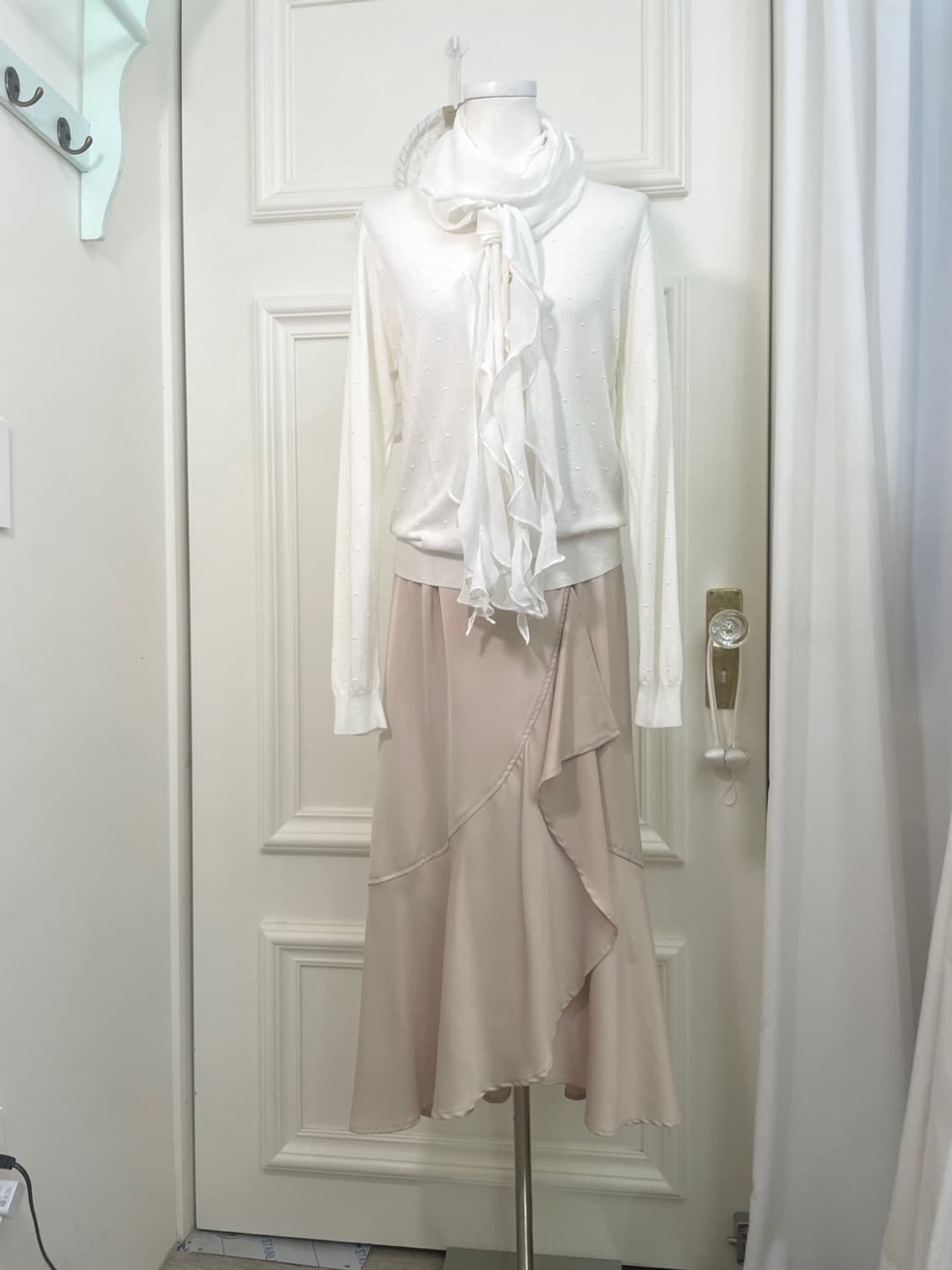 white ruffle chiffon scarf 상품이미지2