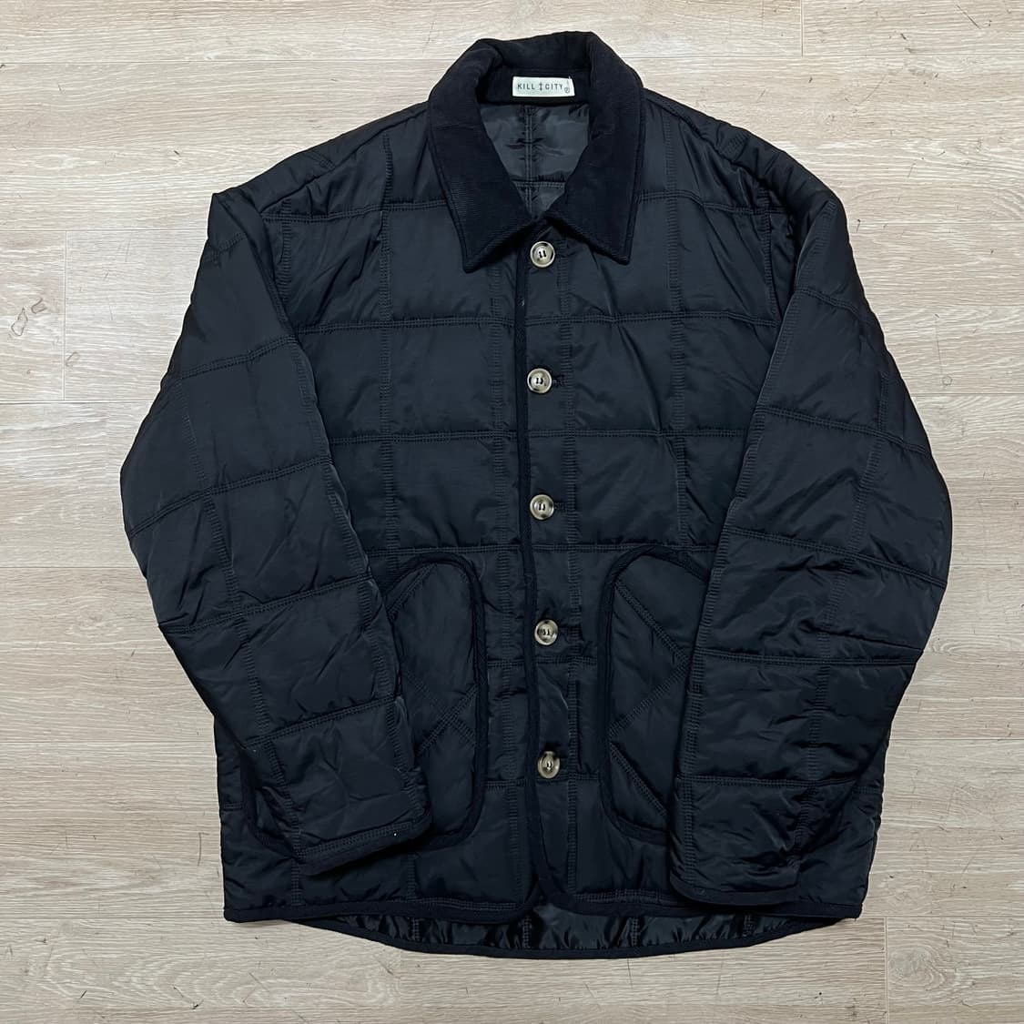 킬시티 코듀로이 카라 경량패딩 퀼팅점퍼 [블랙]  L/100 상품이미지1