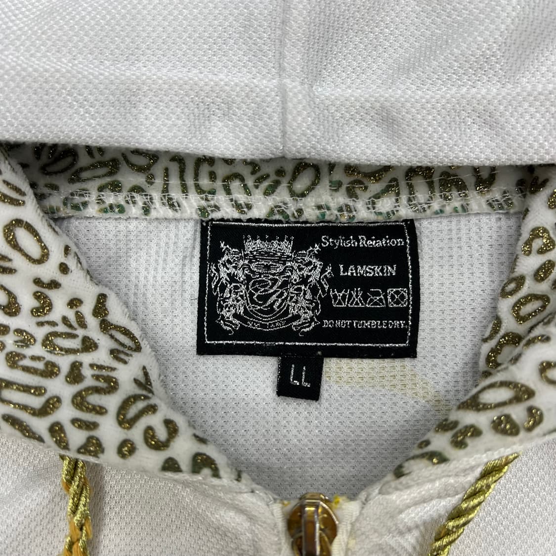 빈티지 갸루 레오파드 스컬 반팔후드져지 상품이미지2