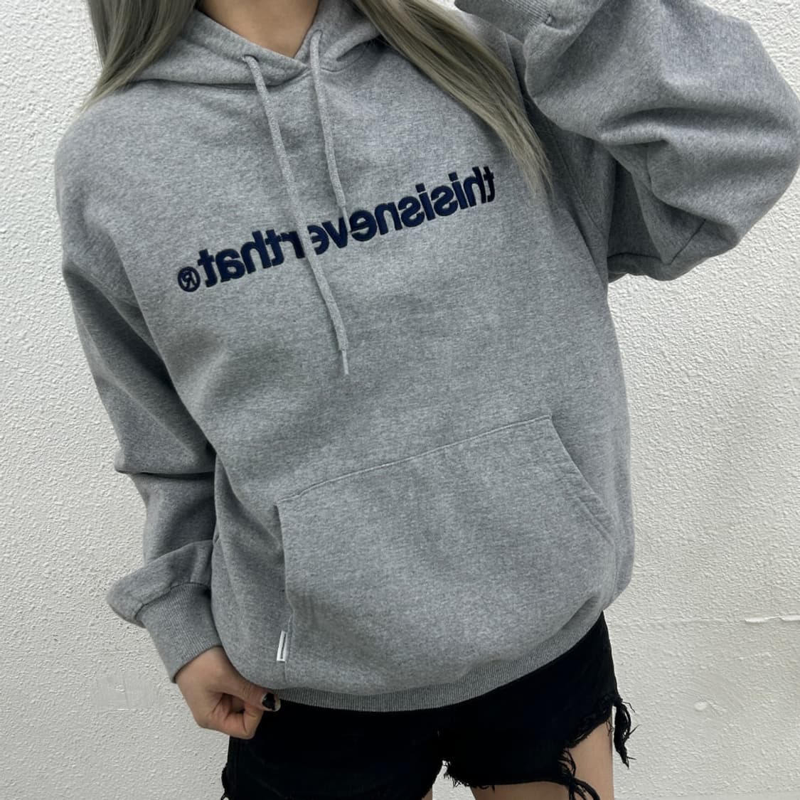 디스이즈네버댓 센터로고 그레이 후드 M 상품이미지1