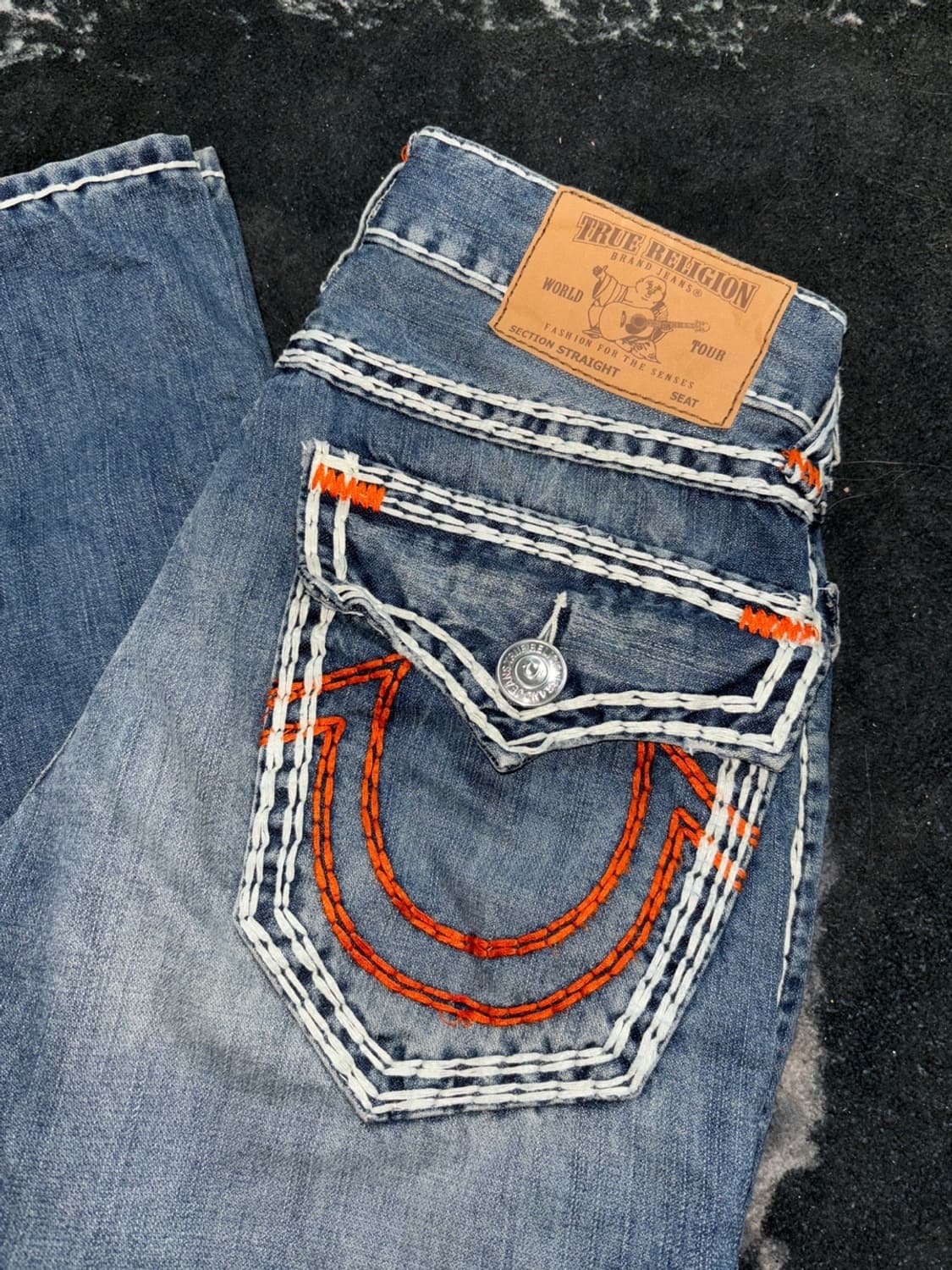 90s TRUE RELIGION 빅포켓 스티치 데님 팬츠 상품이미지5