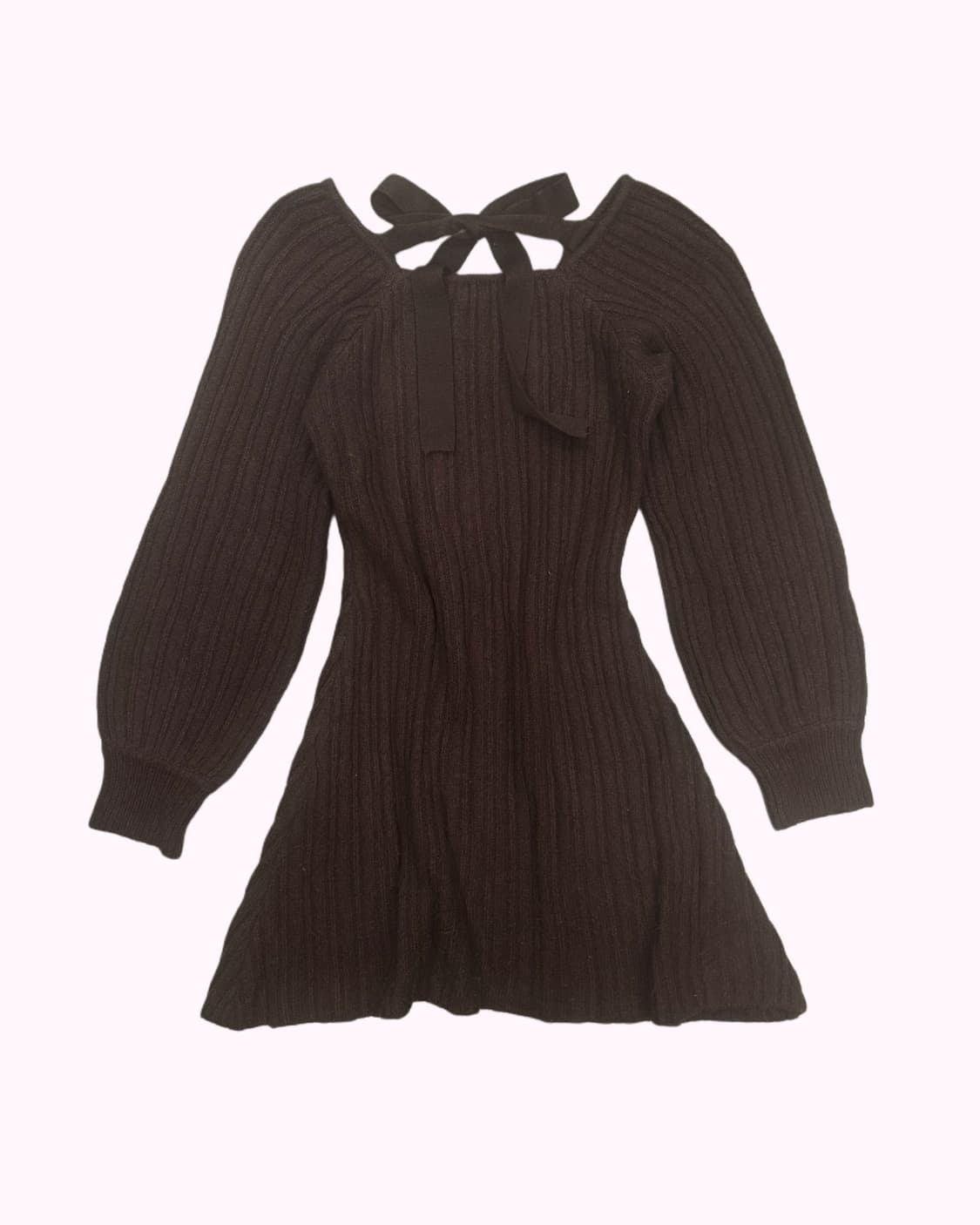 brown ribbon puff dress 상품이미지1