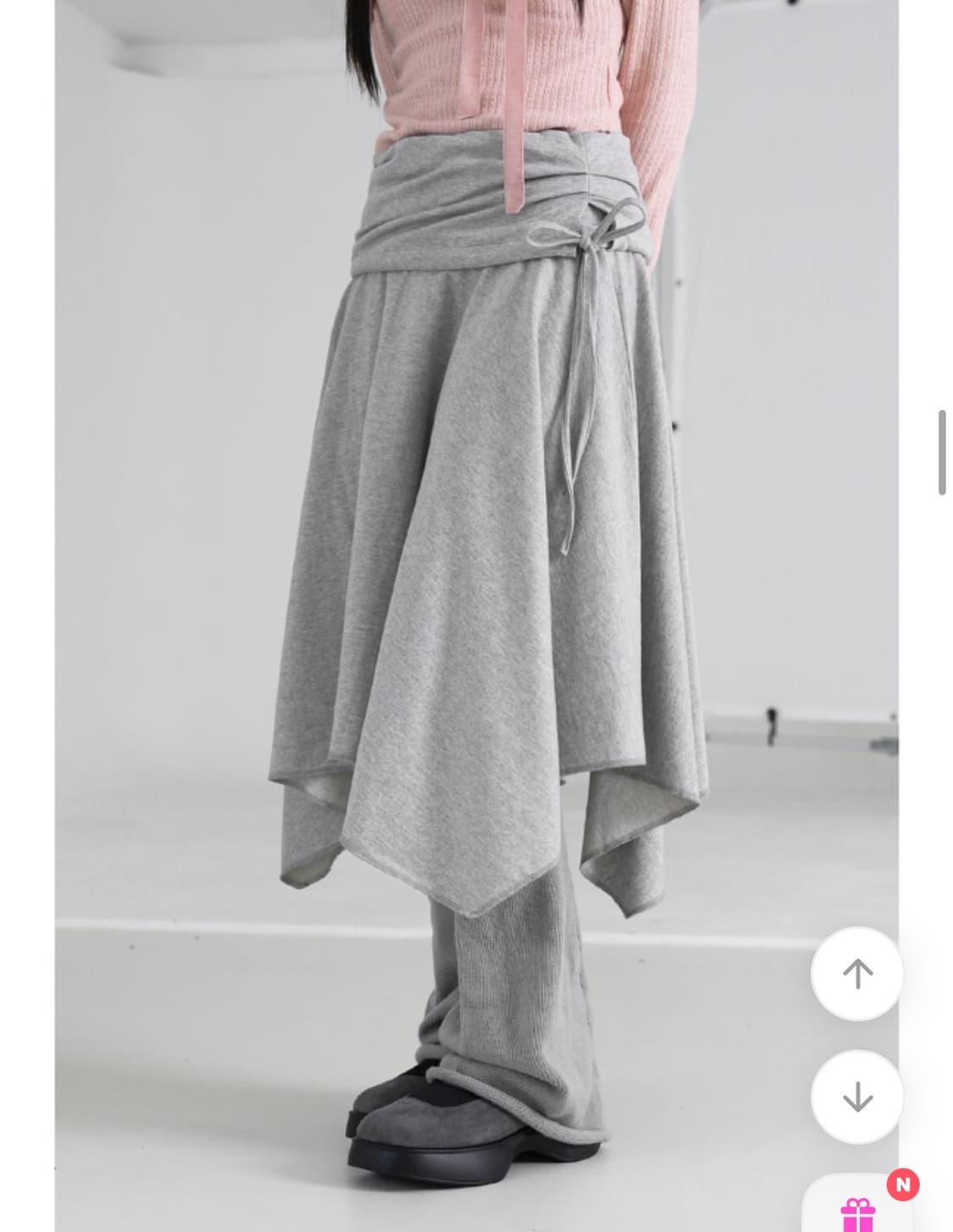 바이너리원 쥬얼 언발 미디 스커트 그레이  상품이미지3