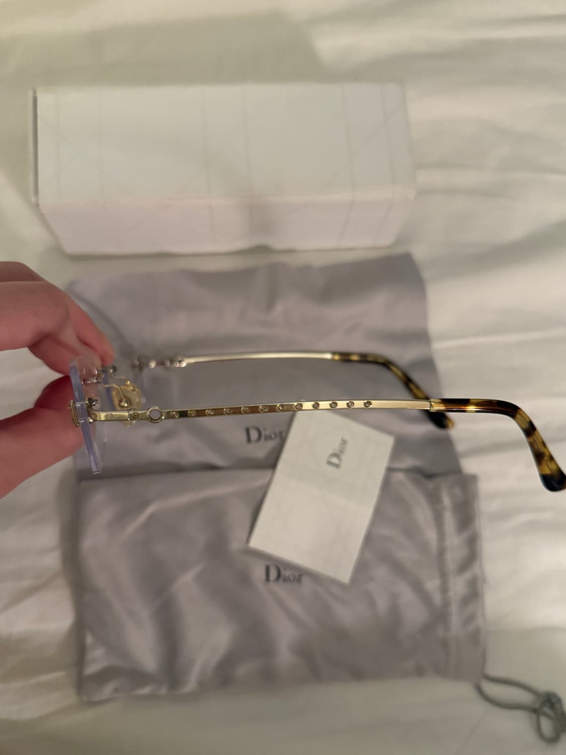 디올 골드프레임 무테 안경 상품이미지5