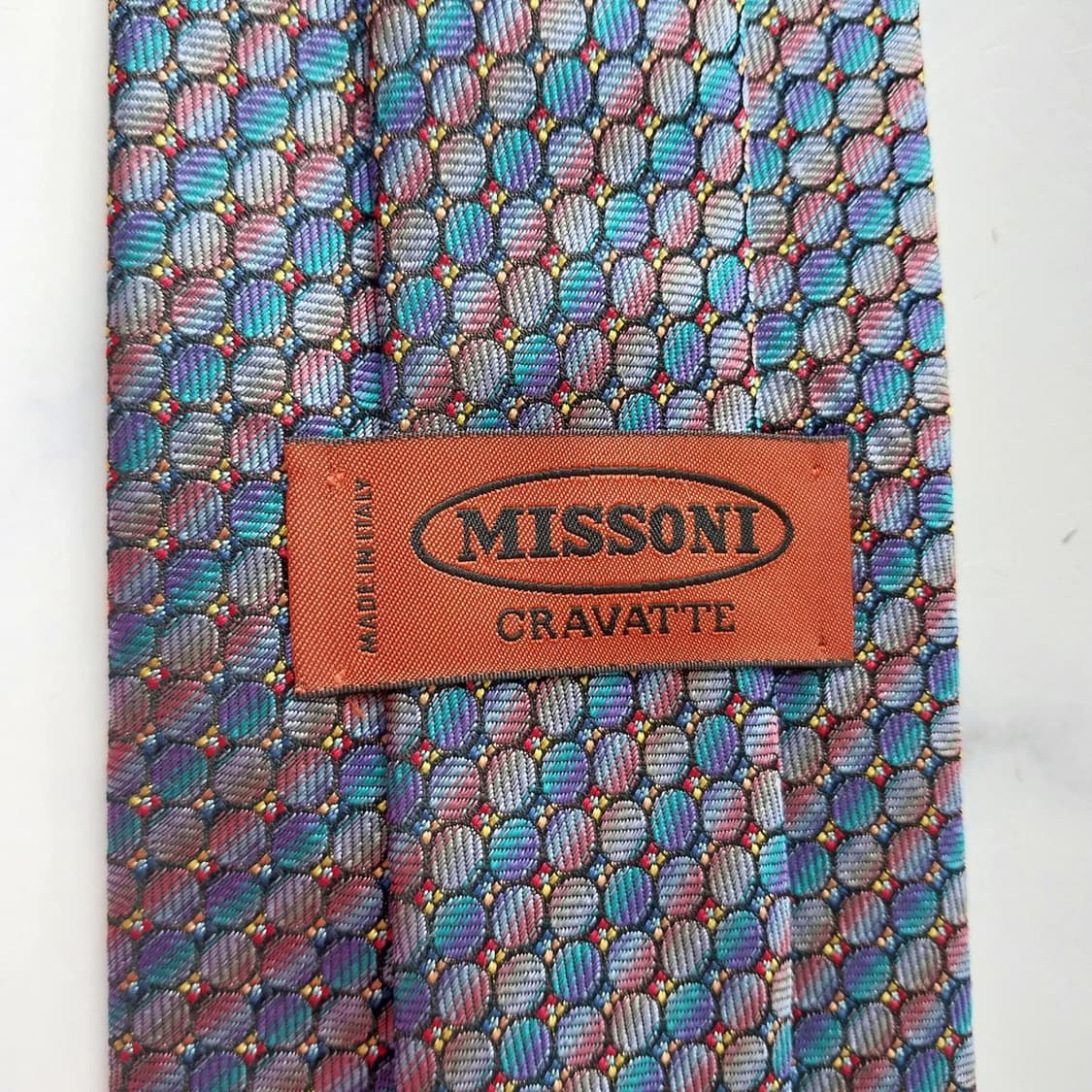 미쏘니 실크 블루 멀티 패턴 넥타이 9.6cm A등급 K2123
 상품이미지6