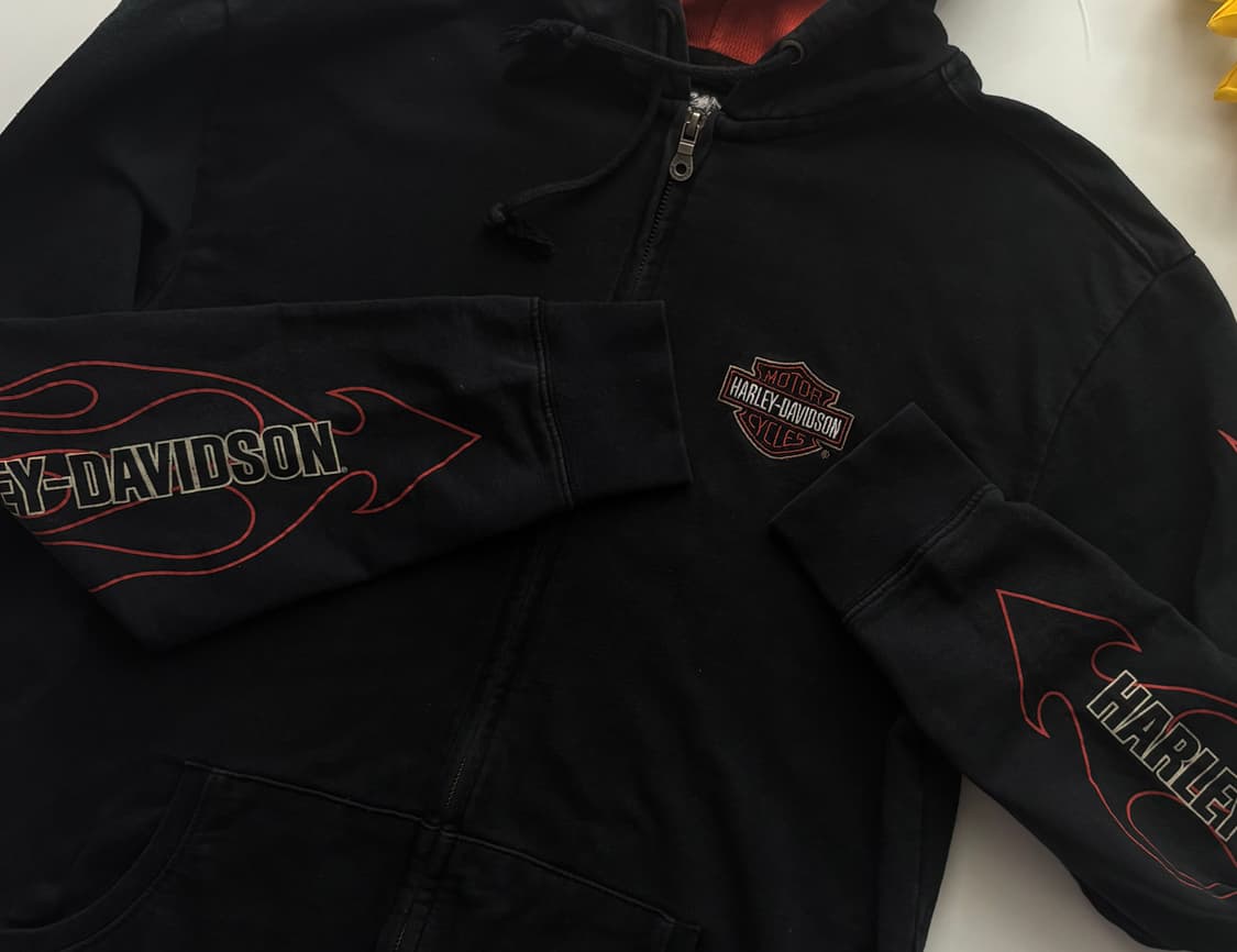 할리데이비슨 플레임 블랙 후드 집업 상품이미지5