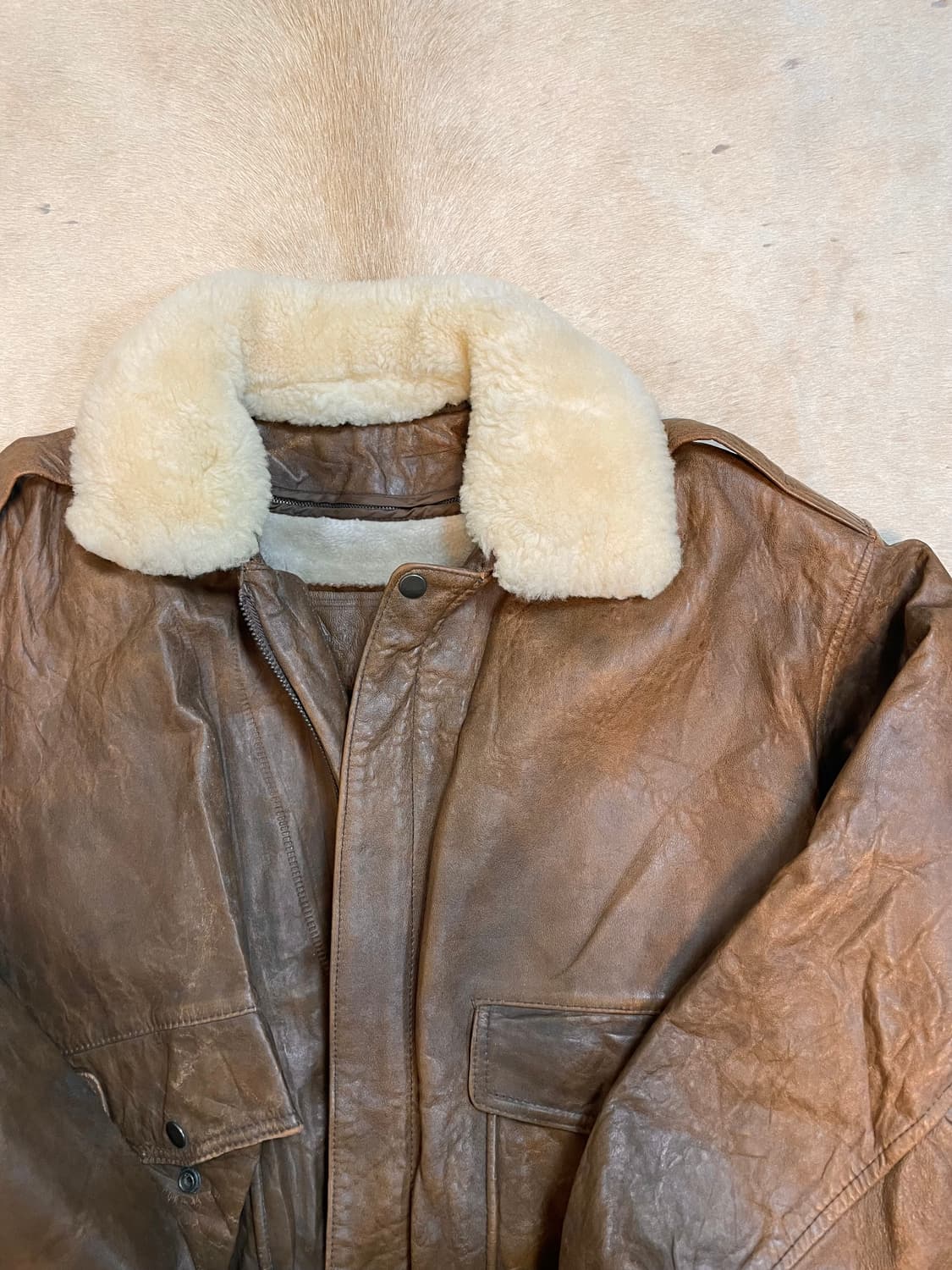 브라운 봄버가죽 자켓  상품이미지2
