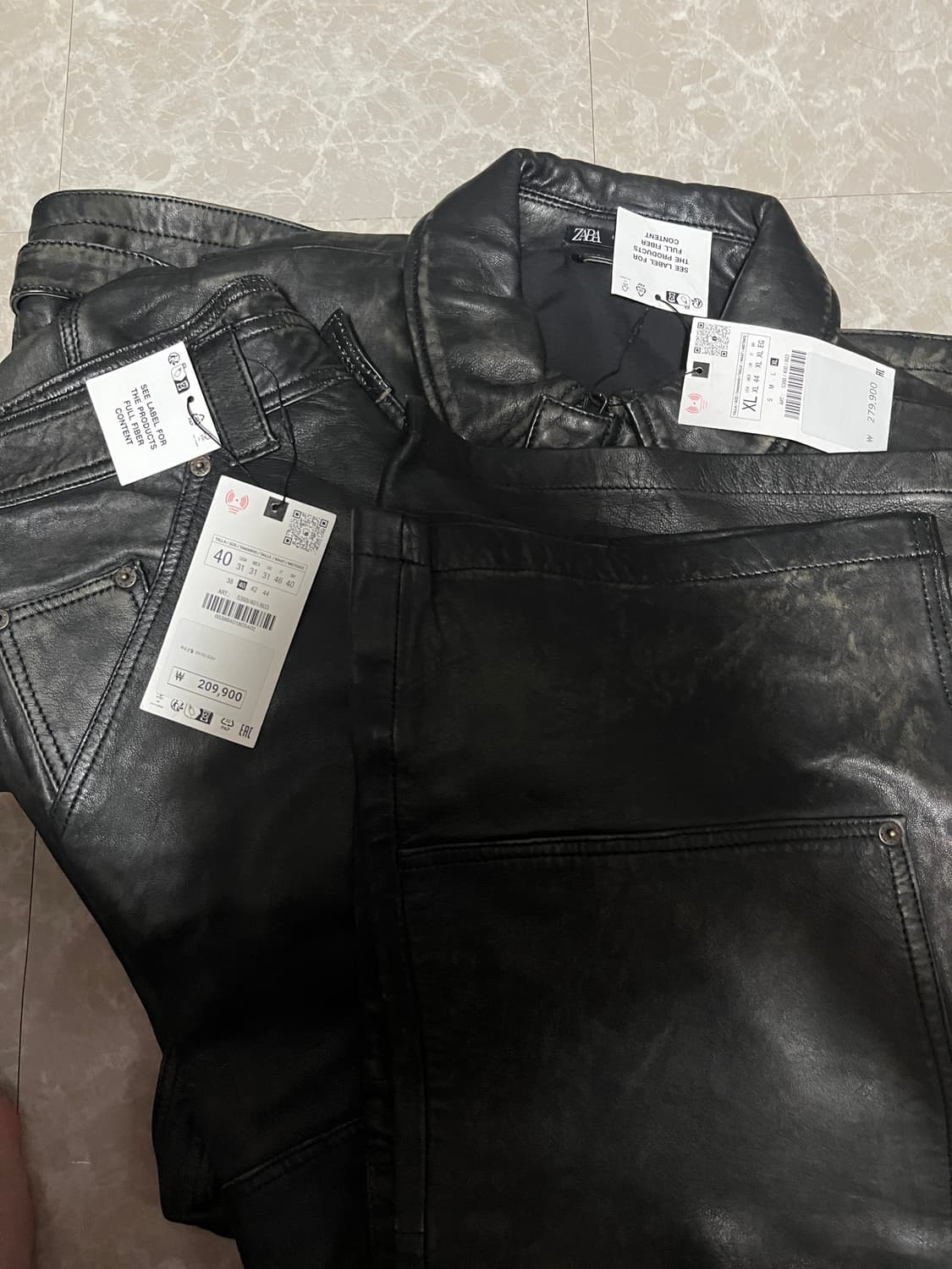 XL&40사이즈 자라 워싱 이펙트 자켓 팬츠 셋업 상품이미지9