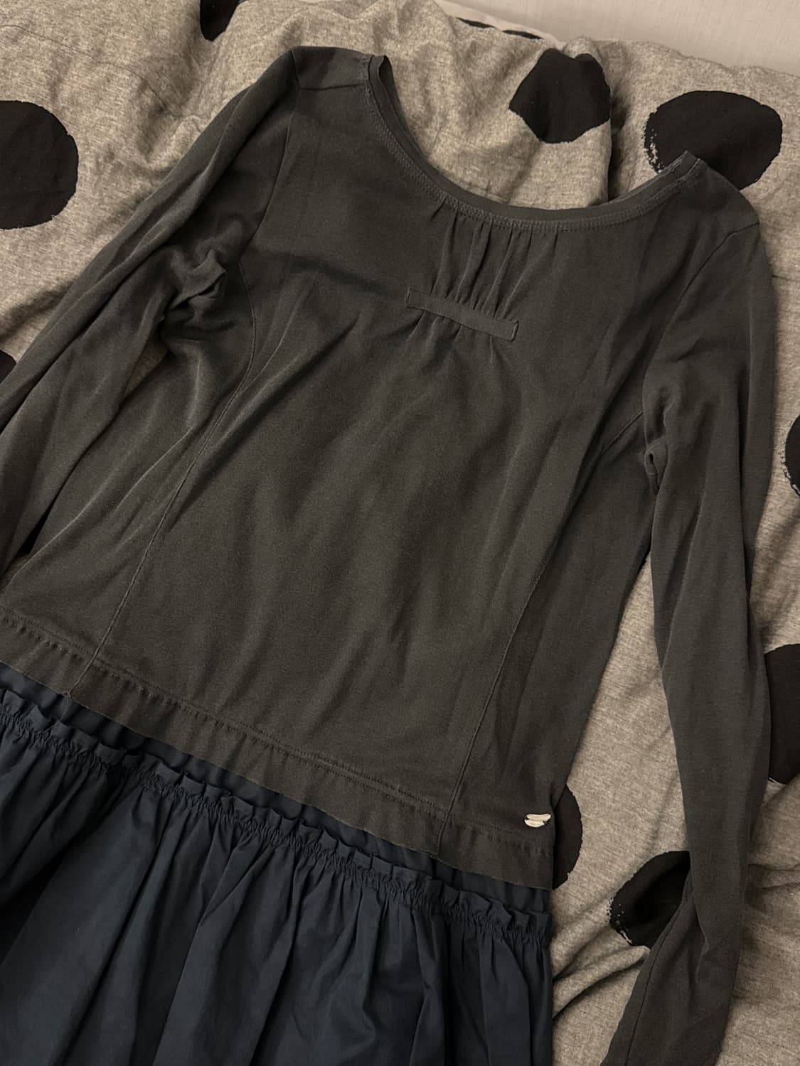 코이세이오 2way 셔링 원피스 블루 차콜 상품이미지7