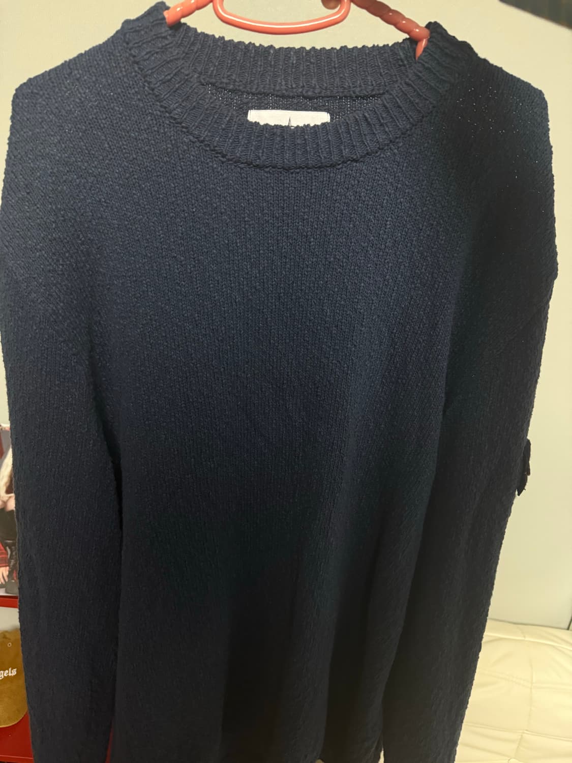 스톤아일랜드 언이븐 코튼 크루넥 니트 네이비 XL 상품이미지3