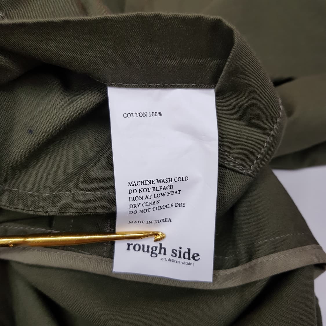 러프사이드(Rough Side) 카키 밀리터리 코튼 셔츠 자켓 2사이즈 상품이미지6