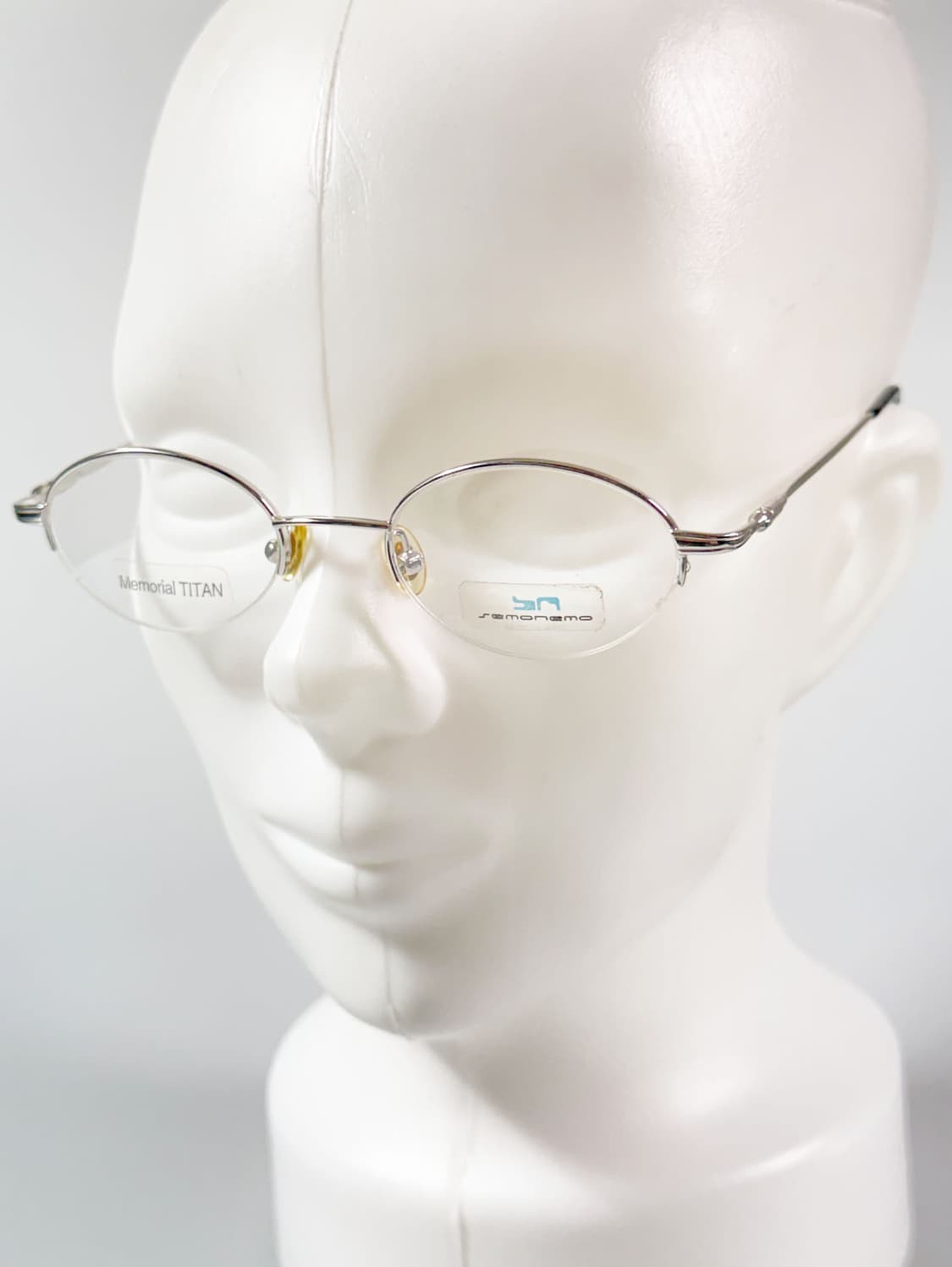 SEMONEMO 실버 메탈 티타늄 오벌 반무테 빈티지 안경 상품이미지8