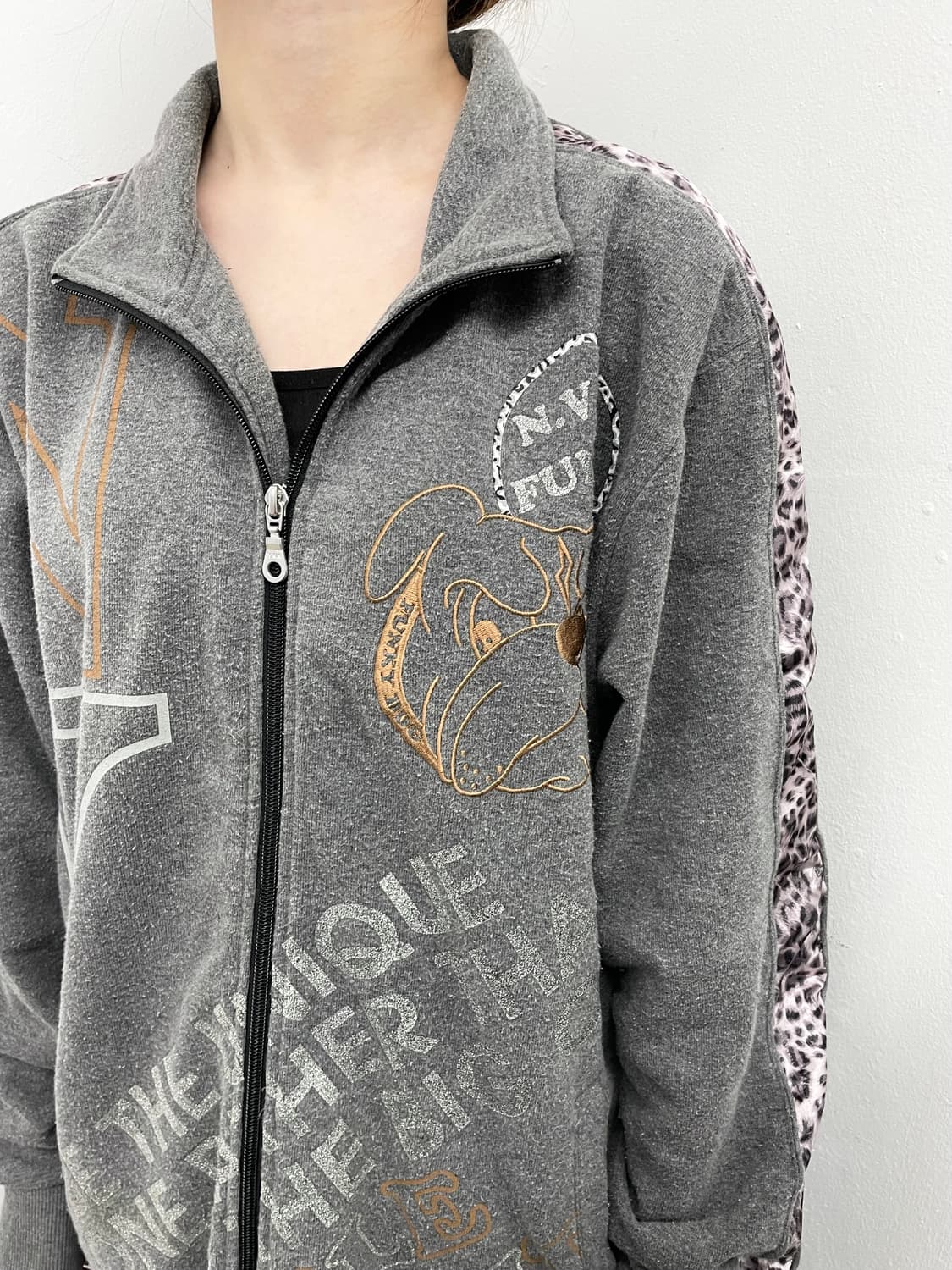 y2k 갸루 불독 레오파드 루즈 집업 상품이미지4