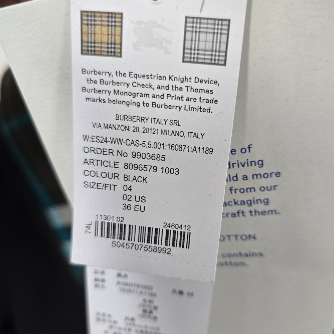 24fw 버버리 여성 체크 카라 트렌치 코트 36사이즈 판매 상품이미지3